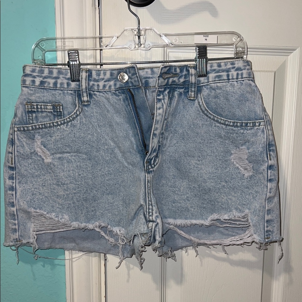 SHEIN Light Blue Distressed Jean Shorts